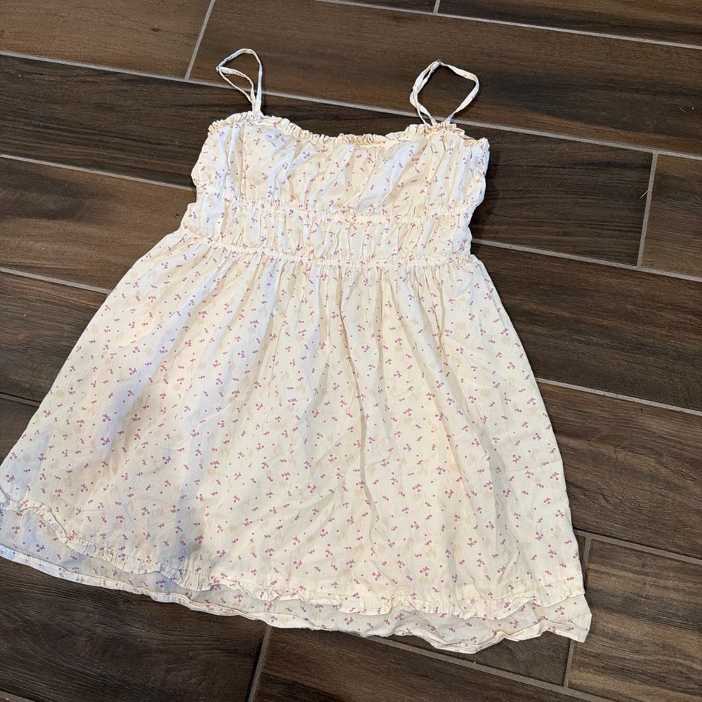 Free People White and Pink Floral Tank Top